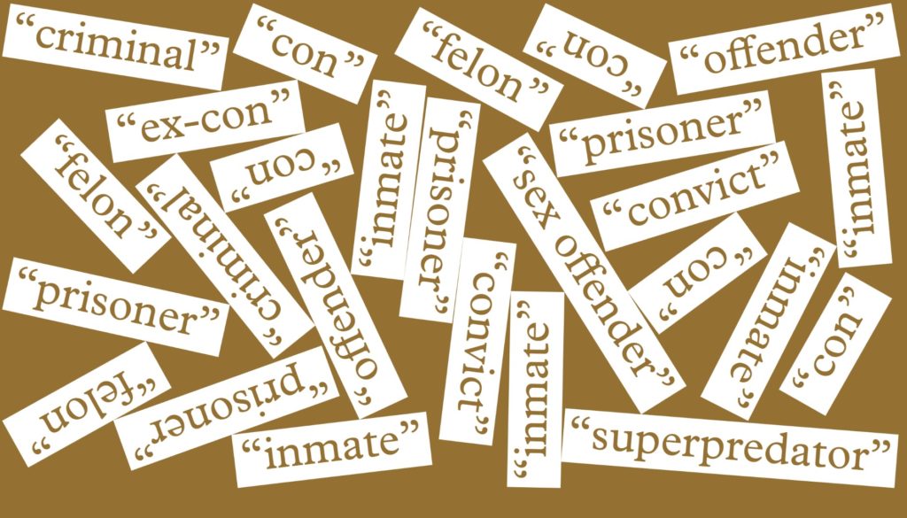 A cloud of words often used to describe incarcerated people.